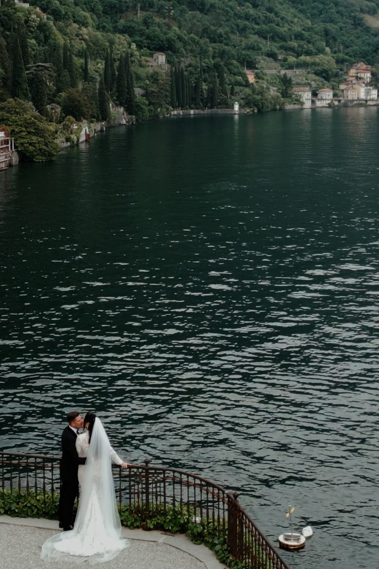 Still image of a couple from an Italian wedding video.